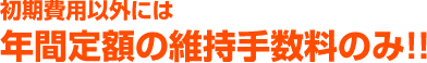 初期費用以外には年間定額の維持手数料のみ!!
